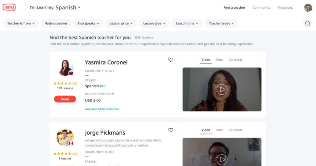 Italki spanish teacher