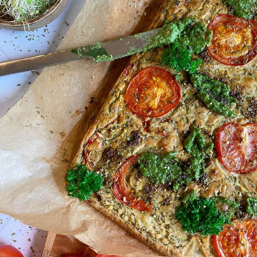 Gluten-free Pesto Sheet Pancake