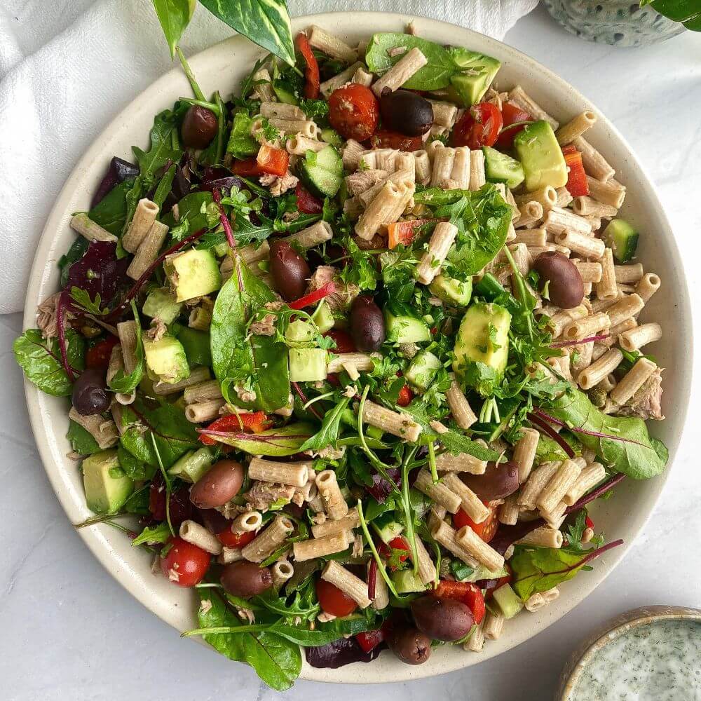 Mediterranean-Tuna-Pasta-Salad