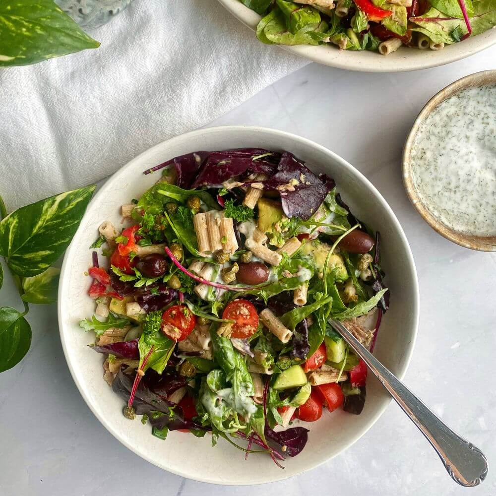 Mediterranean-Tuna-Pasta-Salad