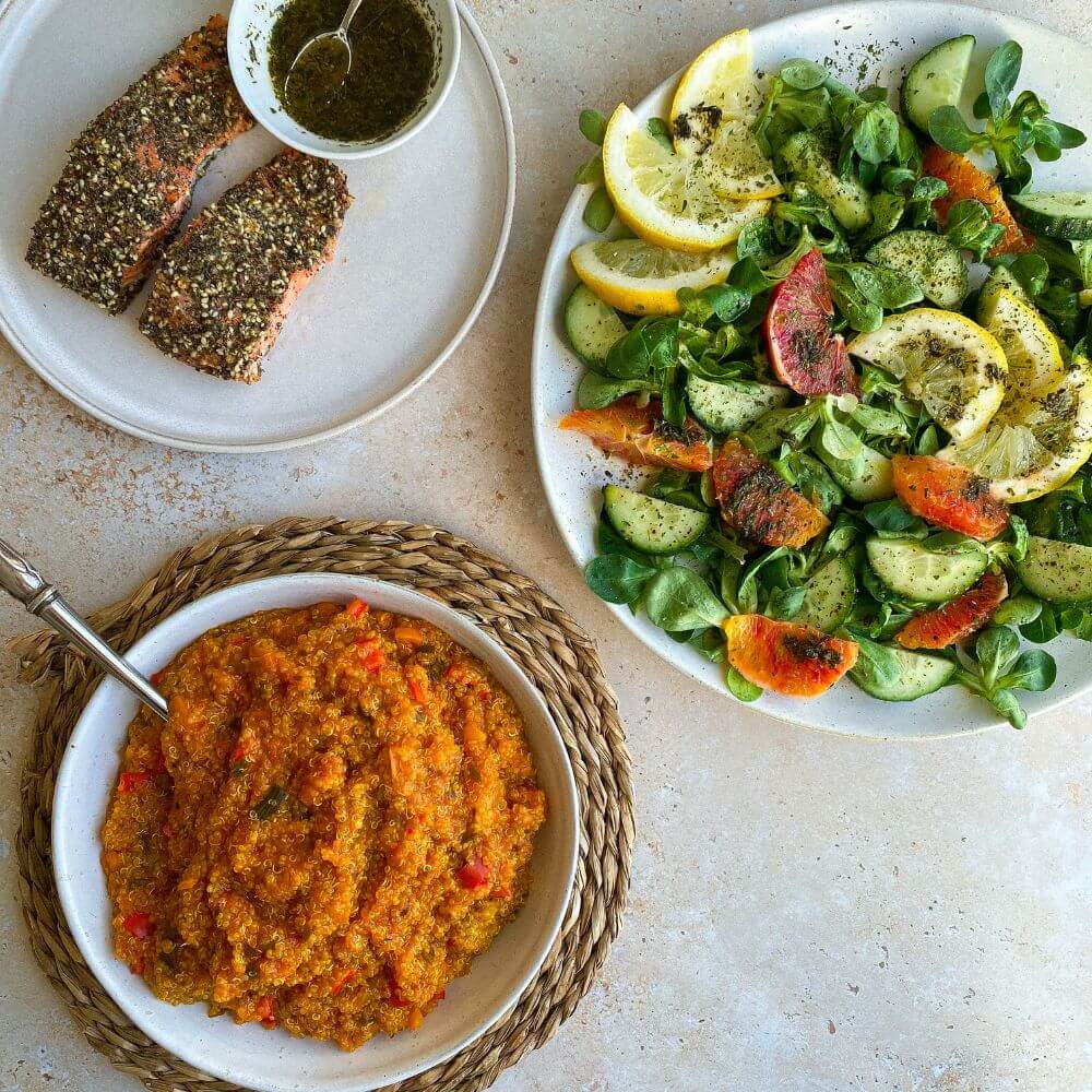 za'atar salmon with quinoa pilaf