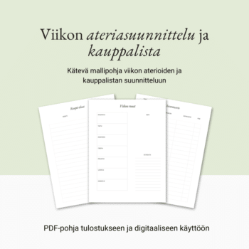 Viikon ateriasuunnittelu ja kauppalista