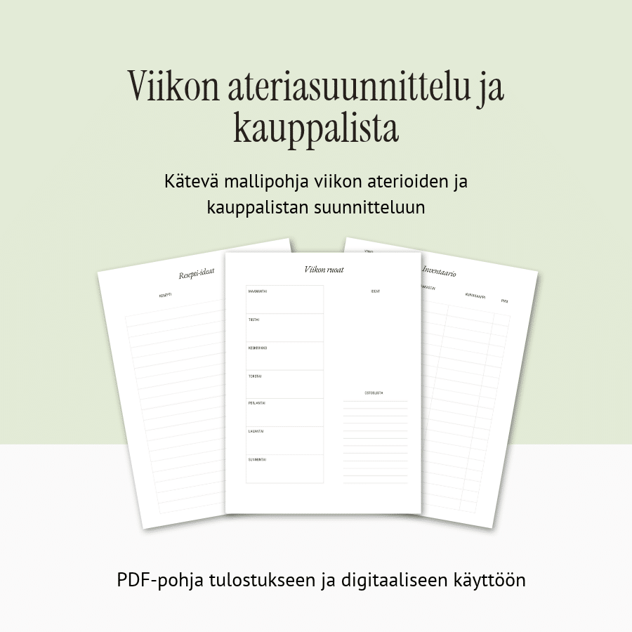 Viikon ateriasuunnittelu ja kauppalista