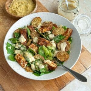 vegaaninen caesar salaatti tofu kanalla
